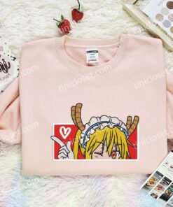 Tohru Embroidered Shirt, Miss Kobayashi's Dragon Maid Embroidered Hoodie, Anime Embroidered Sweatshirt (1)