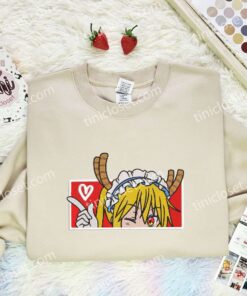 Tohru Embroidered Shirt, Miss Kobayashi's Dragon Maid Embroidered Hoodie, Anime Embroidered Sweatshirt (2)