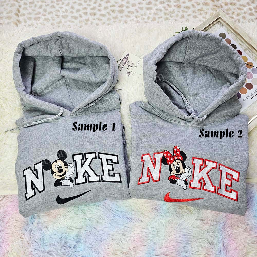 Mickey And Minnie Mouse Disney Characters Embroidered Couples Shirts