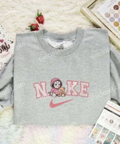 Baby Jason Voorhees Pink Teddy Embroidered Shirt, Horror Movie Embroidered Hoodie, Halloween Embroidered Sweatshirt (1)