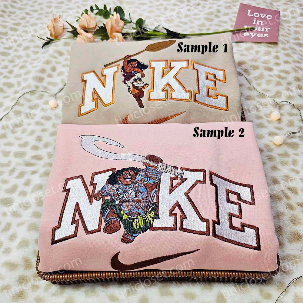 Moana And Maui Disney Characters Embroidered Couples Shirts