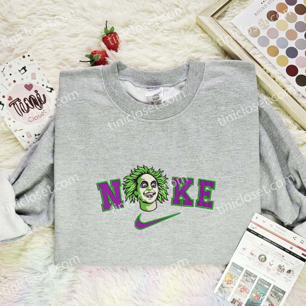 Beetlejuice Embroidered Shirt, Horror Movie Embroidered Hoodie, Halloween Embroidered Sweatshirt