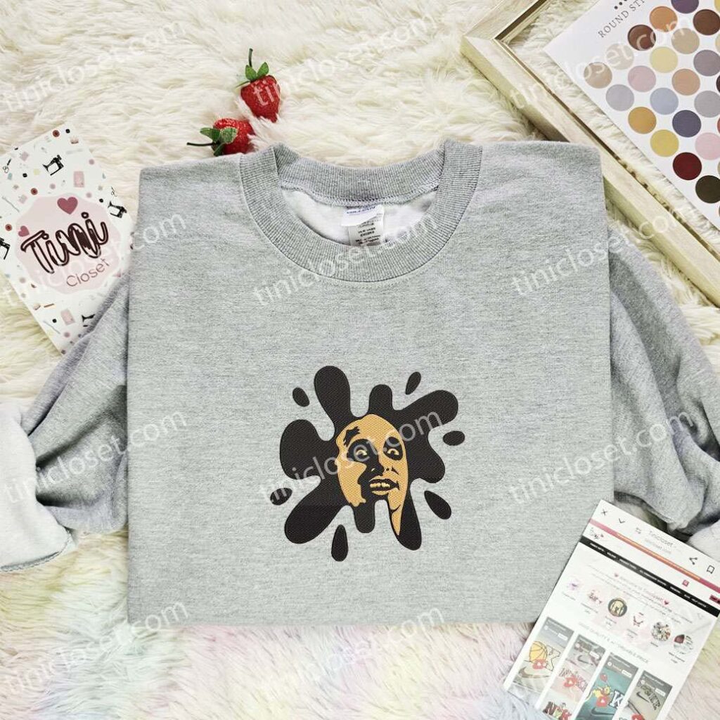 Beetlejuice Splash Embroidered Shirt, Horror Movie Embroidered Hoodie, Halloween Embroidered Sweatshirt