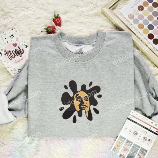 Beetlejuice Splash Embroidered Shirt, Horror Movie Embroidered Hoodie, Halloween Embroidered Sweatshirt