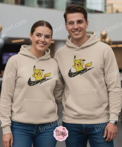 Pikachu Anime Swoosh Embroidered Sweatshirt, Custom Pokemon Inspired Crewneck, Anime Lover Gift (2)