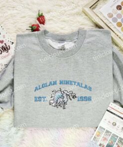 Alolan Ninetalab Embroidered Shirt, Pokemon Embroidered Hoodie, Anime Embroidered Sweatshirt (1)