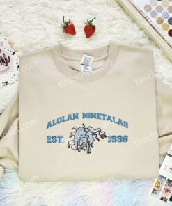 Alolan Ninetalab Embroidered Shirt, Pokemon Embroidered Hoodie, Anime Embroidered Sweatshirt (3)