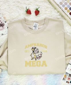 Ampharos Mega Embroidered Shirt, Pokemon Embroidered Hoodie, Anime Embroidered Sweatshirt (2)