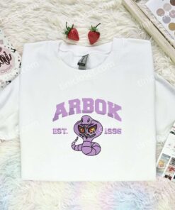 Arbok Embroidered Shirt, Pokemon Embroidered Hoodie, Anime Embroidered Sweatshirt (3)