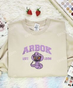 Arbok Embroidered Shirt, Pokemon Embroidered Hoodie, Anime Embroidered Sweatshirt (1)