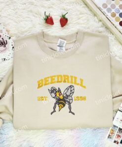 Beedrill Embroidered Shirt, Pokemon Embroidered Hoodie, Anime Embroidered Sweatshirt (2)