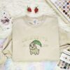 Chikorita Embroidered Shirt, Pokemon Embroidered Hoodie, Anime Embroidered Sweatshirt