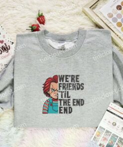 Chucky Embroidered Shirt, Horror Movie Embroidered Hoodie, Halloween Embroidered T Shirt (1)
