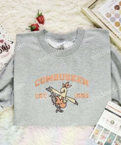 Combusken Embroidered Shirt, Pokemon Embroidered Hoodie, Anime Embroidered Sweatshirt (2)