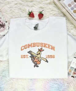 Combusken Embroidered Shirt, Pokemon Embroidered Hoodie, Anime Embroidered Sweatshirt (3)