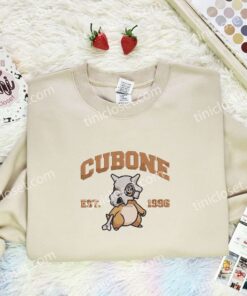 Cubone Embroidered Shirt, Pokemon Embroidered Hoodie, Anime Embroidered Sweatshirt (3)