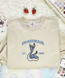 Dragonair Embroidered Shirt, Pokemon Embroidered Hoodie, Anime Embroidered Sweatshirt (2)