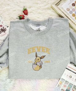 Eevee Embroidered Shirt, Pokemon Embroidered Hoodie, Anime Embroidered Sweatshirt (3)