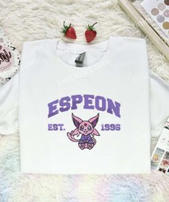 Espeon Embroidered Shirt, Pokemon Embroidered Hoodie, Anime Embroidered Sweatshirt (1)