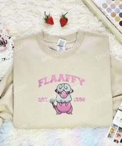 Flaffy Embroidered Shirt, Pokemon Embroidered Hoodie, Anime Embroidered Sweatshirt