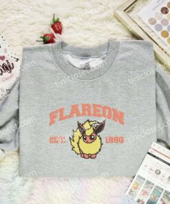 Flareon Embroidered Shirt, Pokemon Embroidered Hoodie, Anime Embroidered Sweatshirt (2)