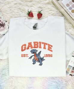 Gabite Embroidered Shirt, Pokemon Embroidered Hoodie, Anime Embroidered Sweatshirt (1)