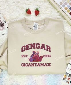 Gengar Embroidered Shirt, Pokemon Embroidered Hoodie, Anime Embroidered Sweatshirt
