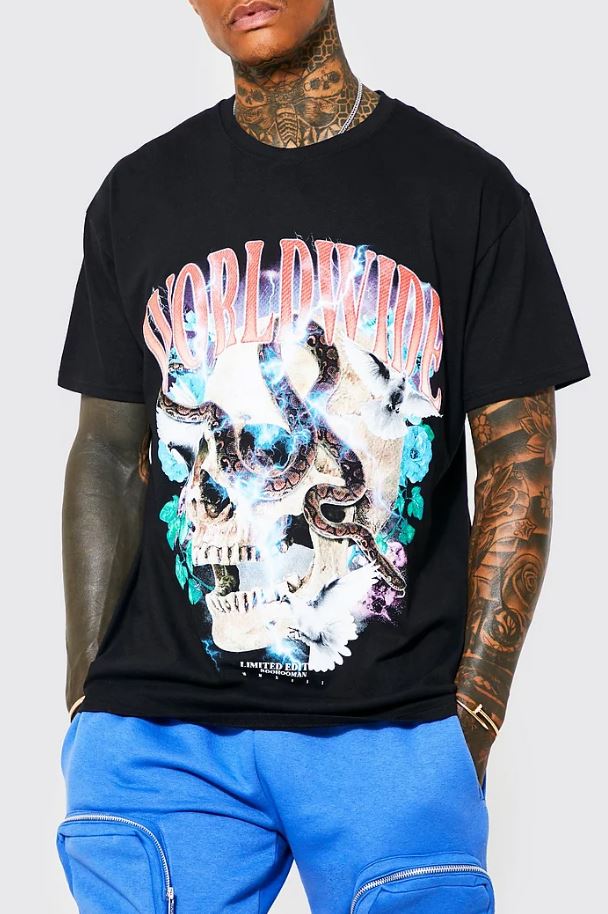 Graphic T-shirts lean heavily into illustrations, animations, or large-scale artwork.