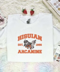 Hisuian Arcanine Embroidered Shirt,Pokemon Embroidered Hoodie, Anime Embroidered Sweatshirt (1)