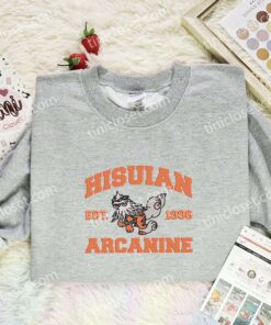 Hisuian Arcanine Embroidered Shirt,Pokemon Embroidered Hoodie, Anime Embroidered Sweatshirt (3)