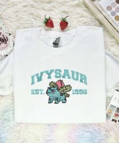 Ivysaur Embroidered Shirt, Pokemon Embroidered Hoodie, Anime Embroidered Sweatshirt