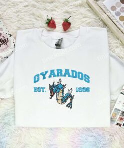 Gyarados Embroidered Shirt, Pokemon Embroidered Hoodie, Anime Embroidered Sweatshirt (3)