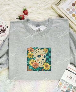 Jason Voorhees Mask Embroidered Shirt, Horror Movie Embroidered Hoodie, Halloween Embroidered T Shirt (1)