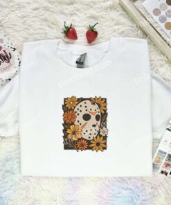 Jason Voorhees Mask Embroidered Shirt, Horror Mov