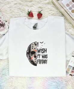 Jason Voorhees Mask Embroidered Shirt, Horror Movie Embroidered Hoodie, Halloween Embroidered T Shirt (1)