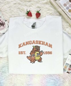 Kangaskhan Embroidered Shirt,Pokemon Embroidered Hoodie, Anime Embroidered Sweatshirt (2)