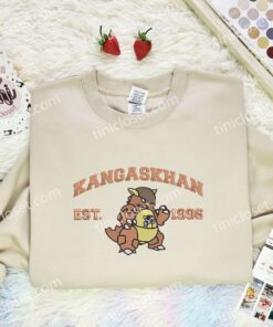 Kangaskhan Embroidered Shirt,Pokemon Embroidered Hoodie, Anime Embroidered Sweatshirt (3)