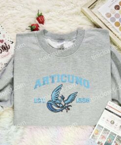 Articuno Embroidered Shirt, Pokemon Embroidered Hoodie, Anime Embroidered Sweatshirt (3)