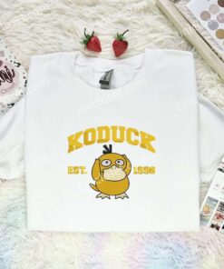 Koduck Embroidered Shirt,Pokemon Embroidered Hoodie, Anime Embroidered Sweatshirt (1)