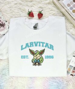 Larvitar Embroidered Shirt,Pokemon Embroidered Hoodie, Anime Embroidered Sweatshirt (1)