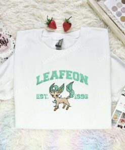 Leafeon Embroidered Shirt,Pokemon Embroidered Hoodie, Anime Embroidered Sweatshirt (1)