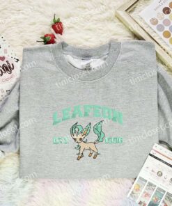 Leafeon Embroidered Shirt,Pokemon Embroidered Hoodie, Anime Embroidered Sweatshirt (3)