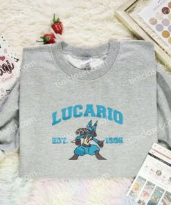 Lucario Embroidered Shirt,Pokemon Embroidered Hoodie, Anime Embroidered Sweatshirt (1)