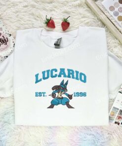 Lucario Embroidered Shirt,Pokemon Embroidered Hoodie, Anime Embroidered Sweatshirt (2)