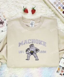 Machoke Embroidered Shirt,Pokemon Embroidered Hoodie, Anime Embroidered Sweatshirt (2)