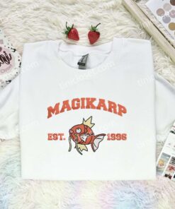 Magikarp Embroidered Shirt,Pokemon Embroidered Hoodie, Anime Embroidered Sweatshirt (1)