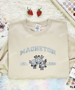 Magneton Embroidered Shirt, Pokemon Embroidered Hoodie, Anime Embroidered Sweatshirt (1)