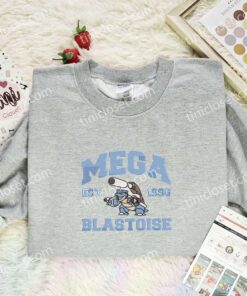 Mega Embroidered Shirt, Pokemon Embroidered Hoodie, Anime Embroidered Sweatshirt (2)