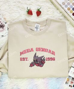 Mega Gengar Embroidered Shirt, Pokemon Embroidered Hoodie, Anime Embroidered Sweatshirt (2)