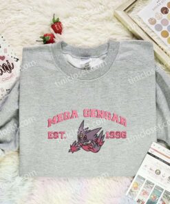 Mega Gengar Embroidered Shirt, Pokemon Embroidered Hoodie, Anime Embroidered Sweatshirt (3)
